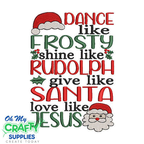 Frosty Rudolph Santa Jesus Embroidery Design