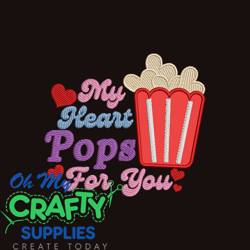 Heart pops for you Embroidery Applique Design