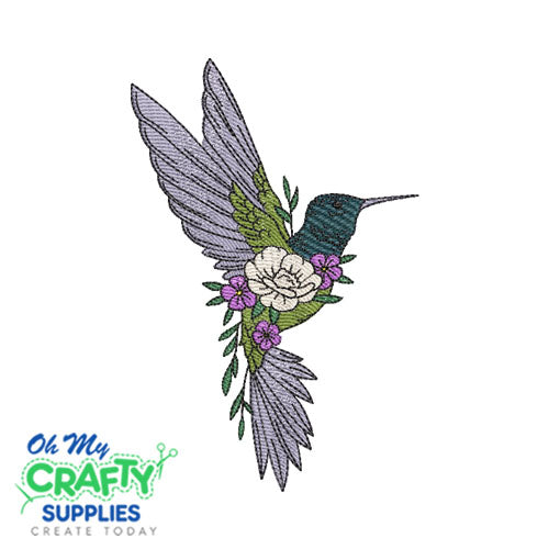 Floral Hummingbird 525 Embroidery Design