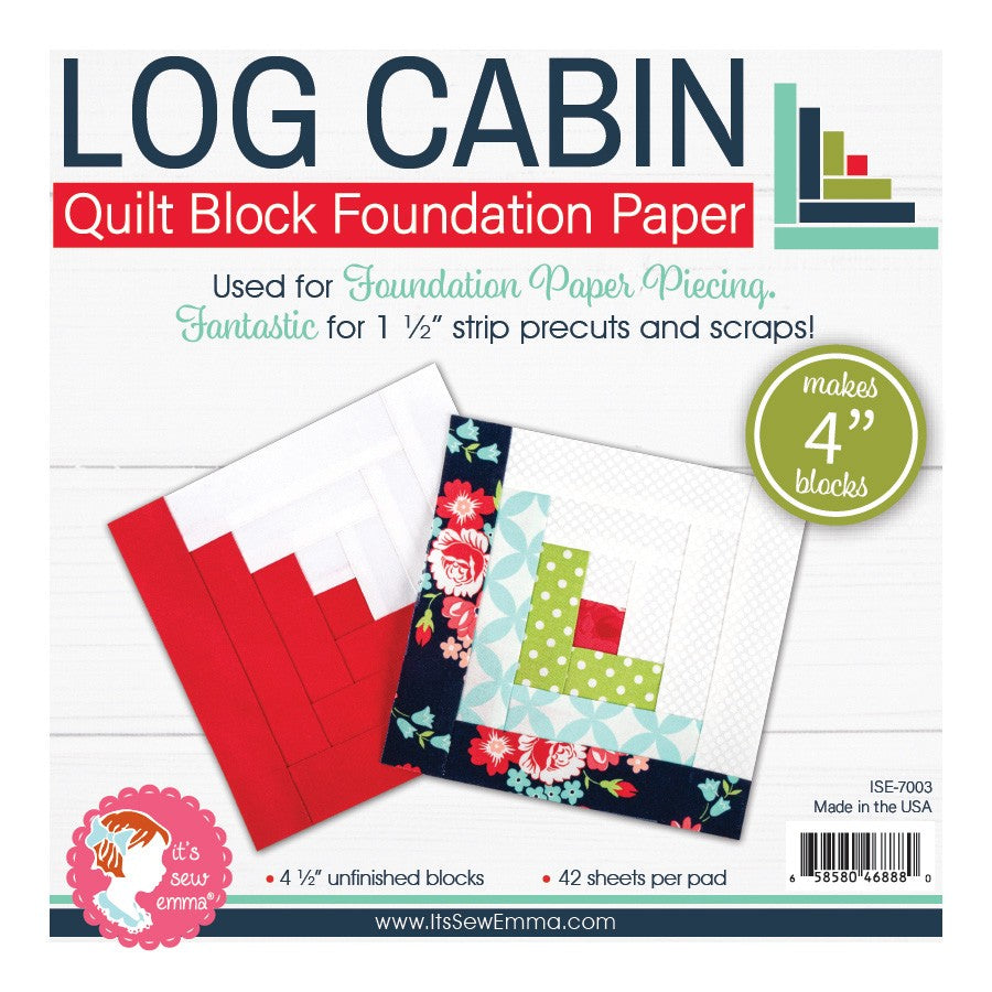 4in Log Cabin Quilt Block Foundation Papers