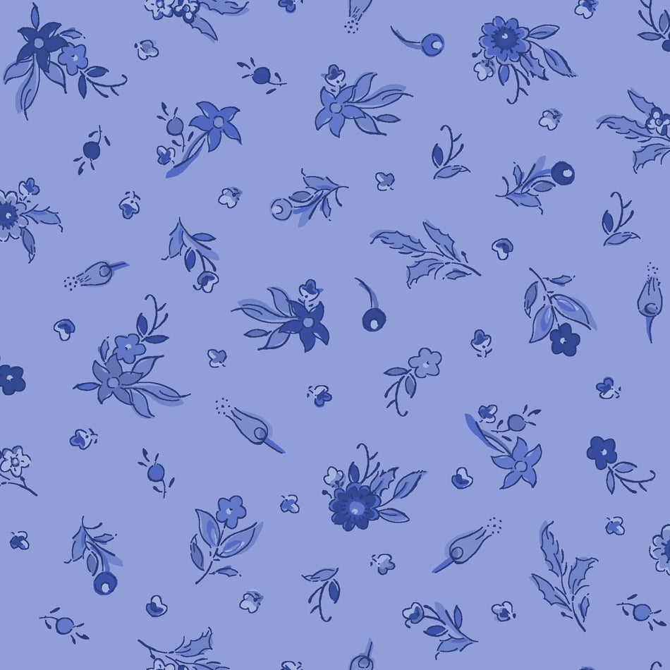 French Quarter Small Floral (Light Blue) 1/2 yard