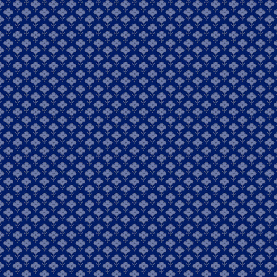 French Quarter Flower Pattern (Dark Blue) 1/2 yard