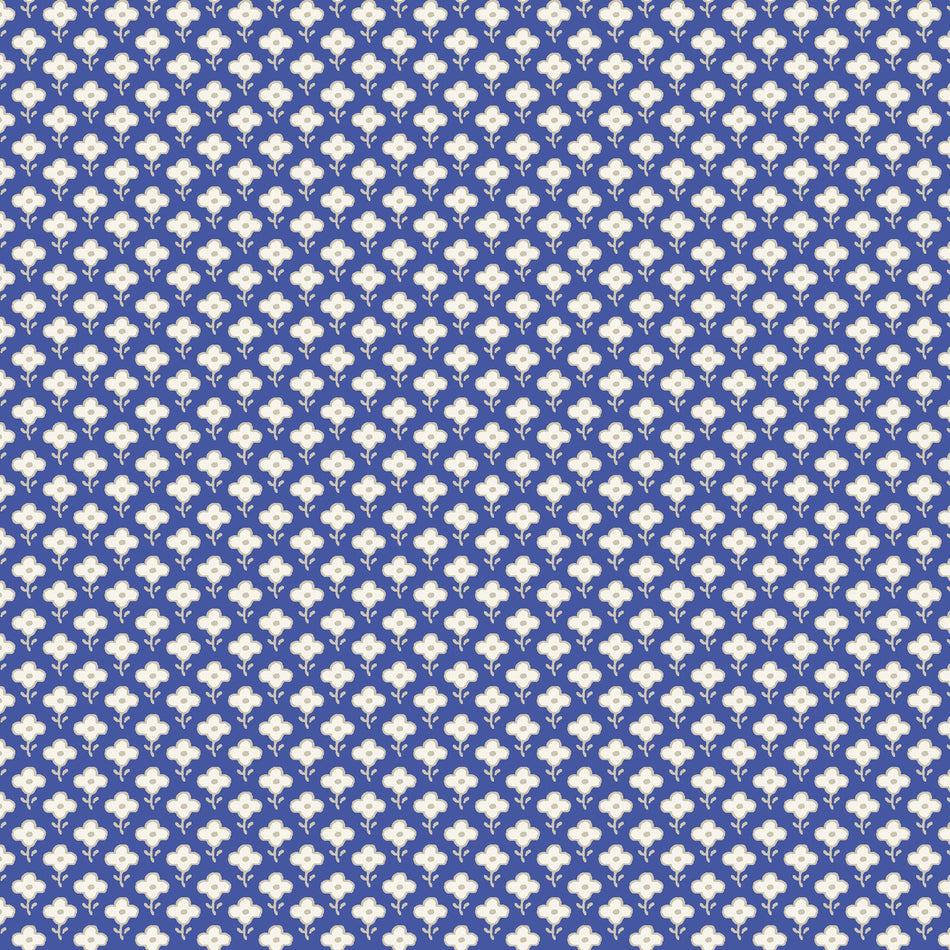 French Quarter Flower Pattern (Blue/Cream) 1/2 yard