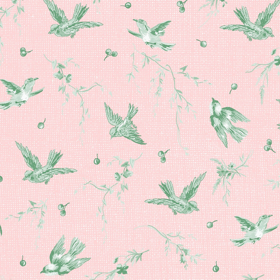 Birdsong Birds (Pink/Green) 1/2 yard