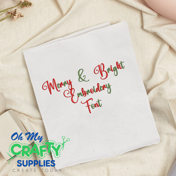 Merry and Bright Embroidery Font (BX Included)