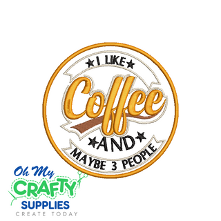 Coffee and 3 People Embroidery Design