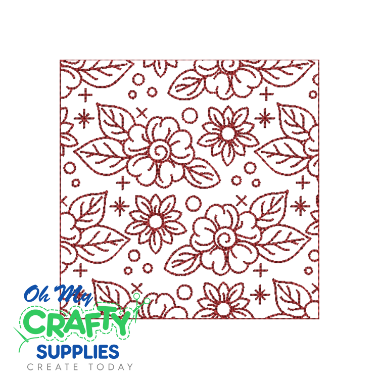 Floral Square Embroidery Design