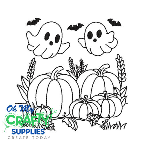 Ghost and Pumpkins 105 Embroidery Design