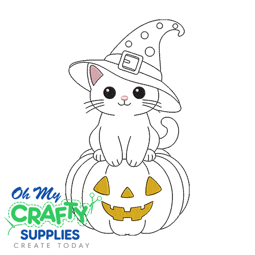 Kitty On Pumpkin 101 Embroidery Design