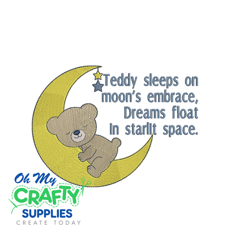Moon's Embrace Teddy Embroidery Design