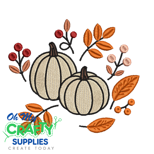 Pumpkin and Leaves 820 Embroidery Design