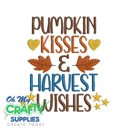 Pumpkin Kisses Harvest Wishes 728 Embroidery Design