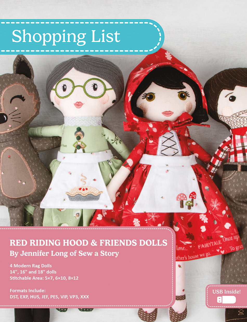 Machine Embroidery Red Riding Hood & Friends Dolls