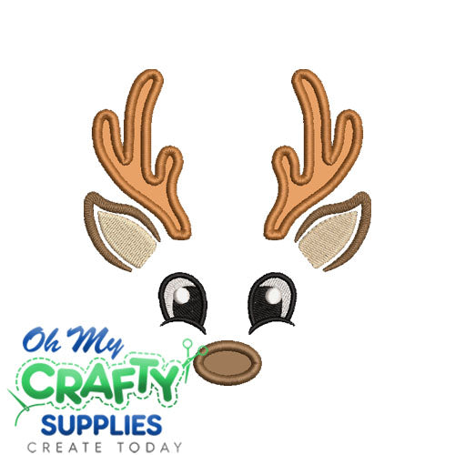 Reindeer Face Applique 24 Embroidery Design