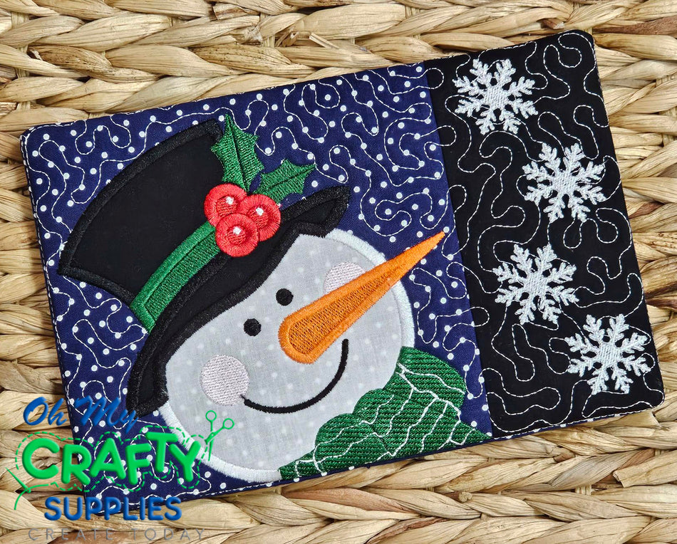 Snowman Mug Rug Embroidery Design