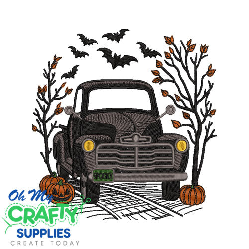 Halloween Truck Embroidery Design