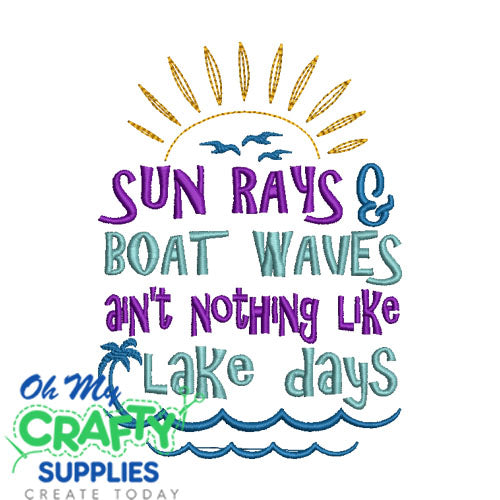 Sun Rays Boat Waves 522 Embroidery Design