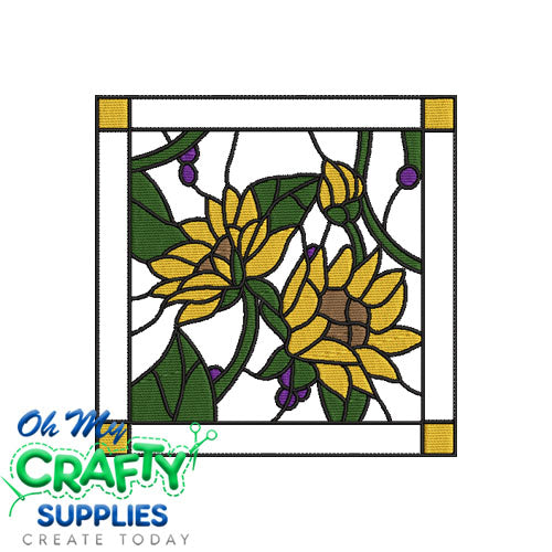 Sunflower Stained Glass Embroidery Design