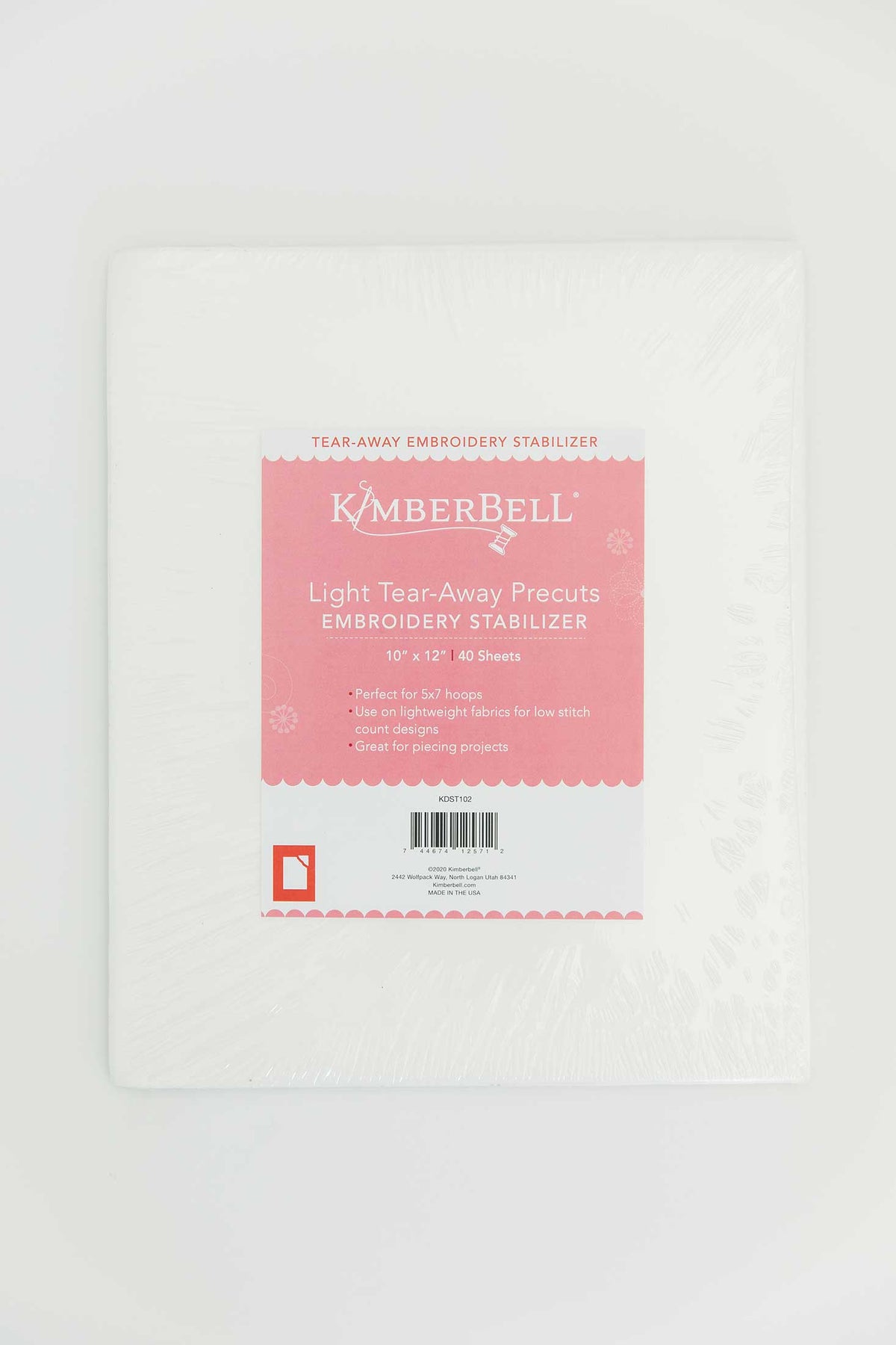 Kimberbell Light Tear-Away 10 x 12 Precuts | 40 Sheets
