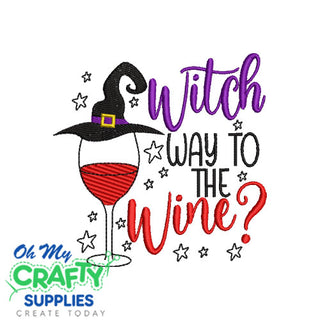 Witch Way Wine 930 Embroidery Design