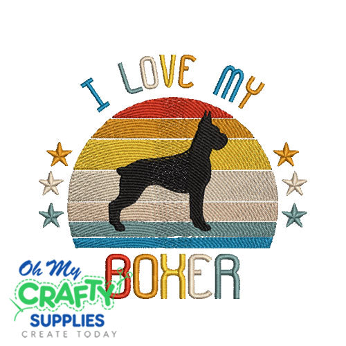 I Love My Boxer 523 Embroidery Design