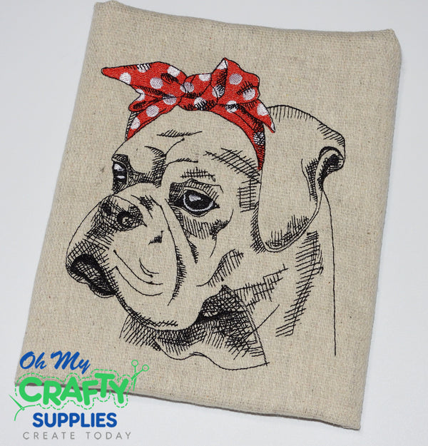 Sketch Headband Boxer/Bulldog Embroidery Design