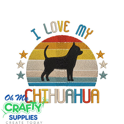 I Love My Chihuahua 521 Embroidery Design
