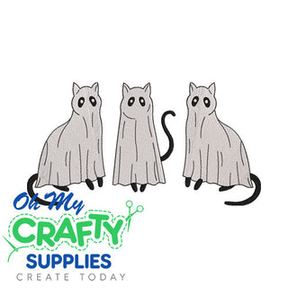 Ghost Cats Trio Embroidery Design