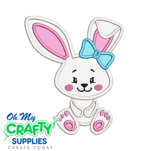 Girl Bow Bunny Applique Design