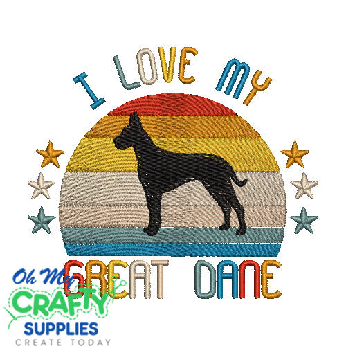 I Love My Great Dane 522 Embroidery Design