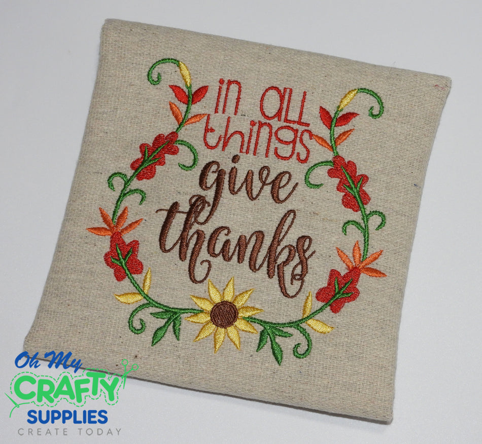 in all things give thanks embroidery design