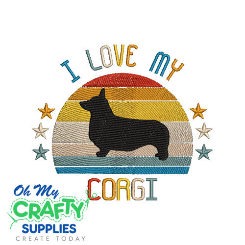 I Love My Corgi 617 Embroidery Design