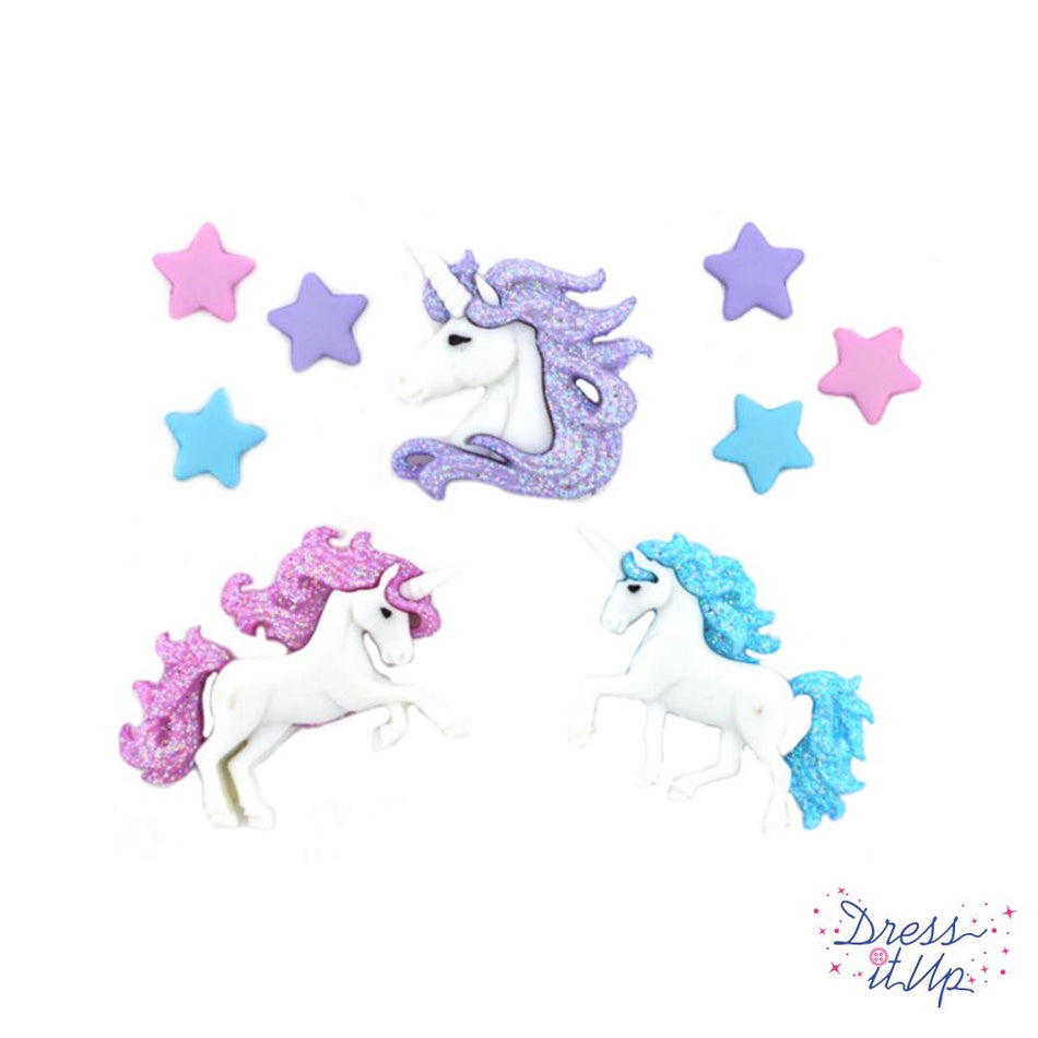 Dress It Up Buttons -Magical Unicorns