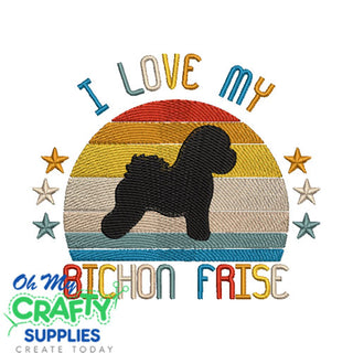 I Love My Bichon Frise 522 Embroidery Design
