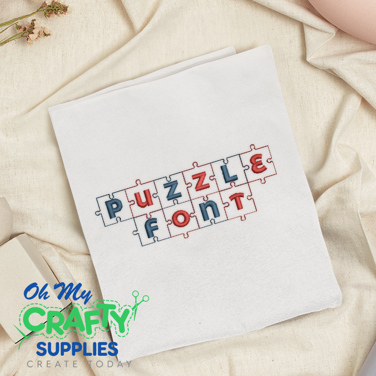 Puzzle Embroidery Font (BX Included)