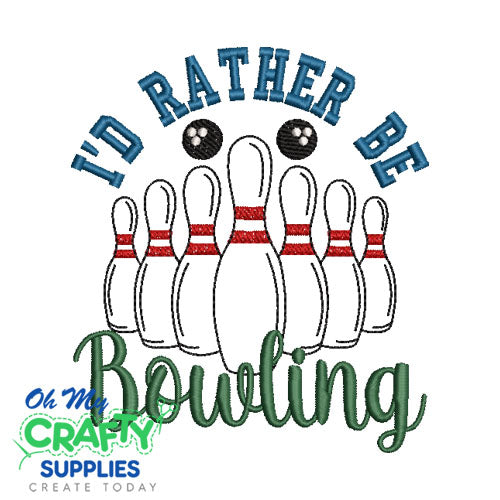 Rather be Bowling Embroidery Design