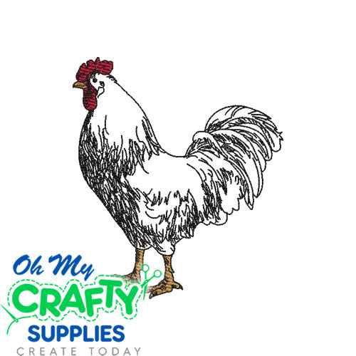 A Farm Rooster Sketch Embroidery File