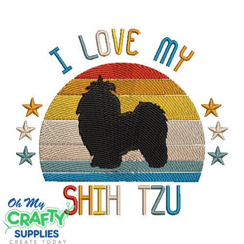 I Love My Shih Tzu 522 Embroidery Design