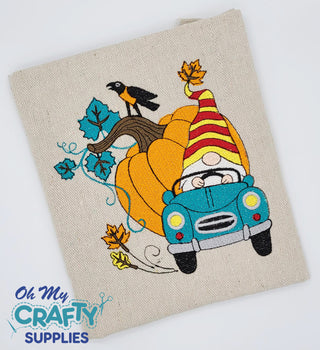 Fall Gnome Car 2021b Embroidery Design