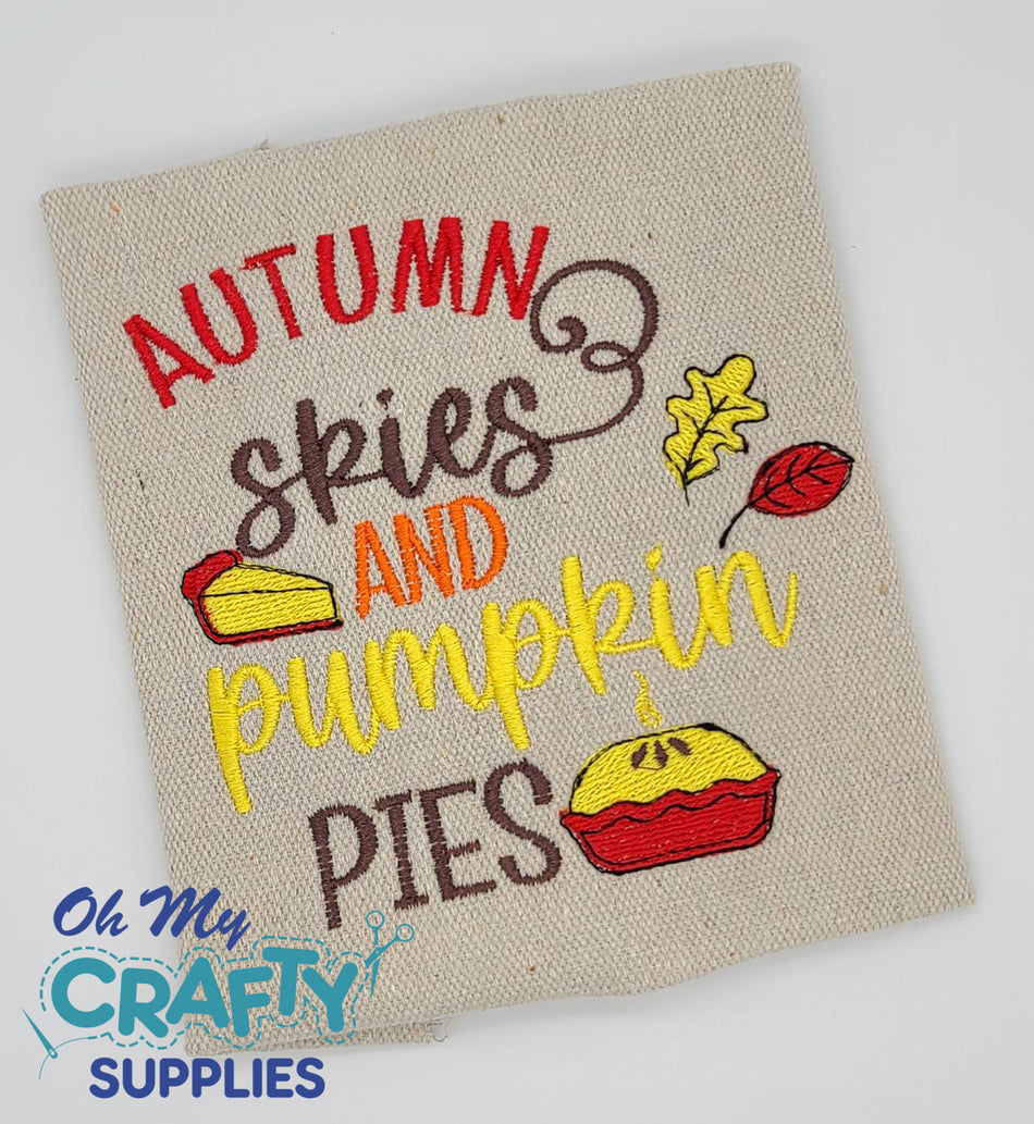 Autumn Skies Pumpkin Pies 2021 Embroidery Design