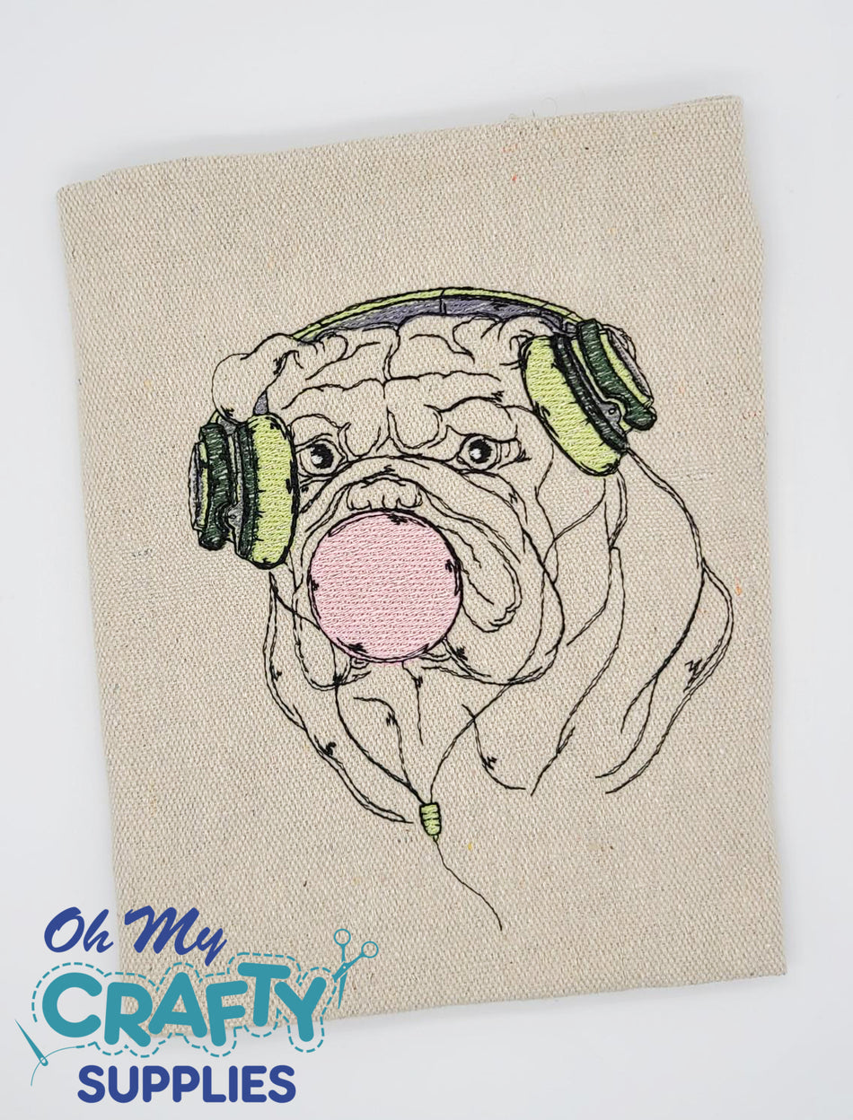 Headphone Bubble Pup Embroidery Design