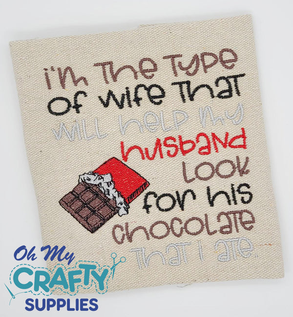 Look for Husband's Chocolate Embroidery Design