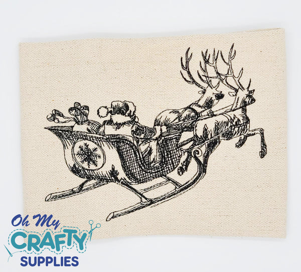 Outlined santa sleigh. Outlined santa riding his sleigh. | CanStock