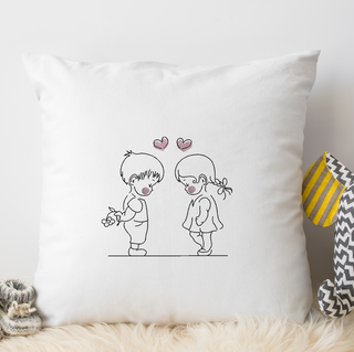 Two Kids in Love Embroidery Design