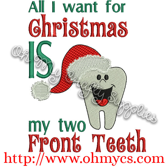 Two Front Teeth Embroidery Design