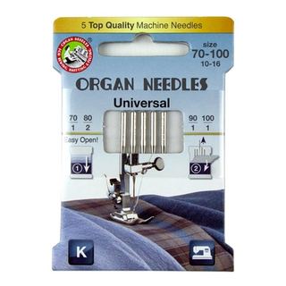 ORGAN Universal Asst (1 ea 70/90/100 - 2ea 80), 5 Needles per Eco pack