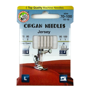 ORGAN Jersey Asst (1 Ea 70/90/100 - 2ea 80), 5 Needles per Eco pack
