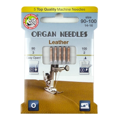 ORGAN Leather Assortment (3ea 90, 2ea 100), 5 Needles per Eco pack