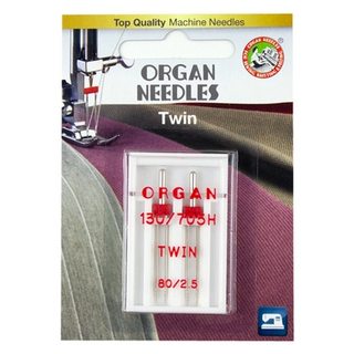 ORGAN Twin Size 80/2.5mm, 2 Needles per blister pack
