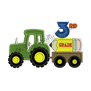 Third Grade Tractor Applique Embroidery Design